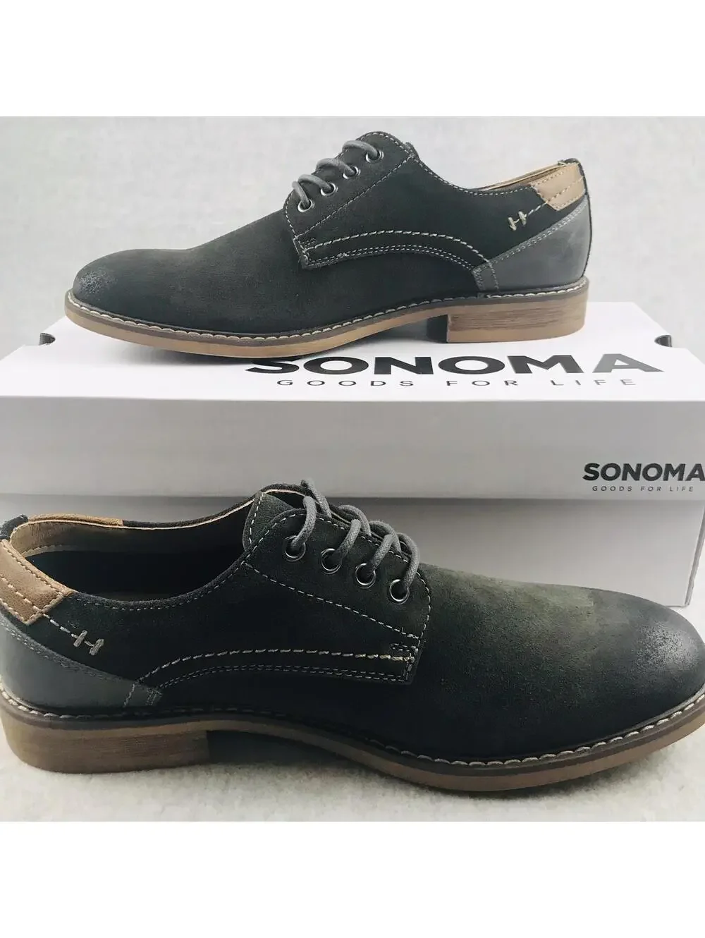 Sonoma Oxford Shoes Mens Size 8 Leather Suede Collection Casual Gray
